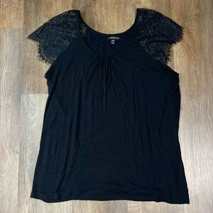 Lane Bryant Lace Cap Sleeve Top - Black - Size 14/16